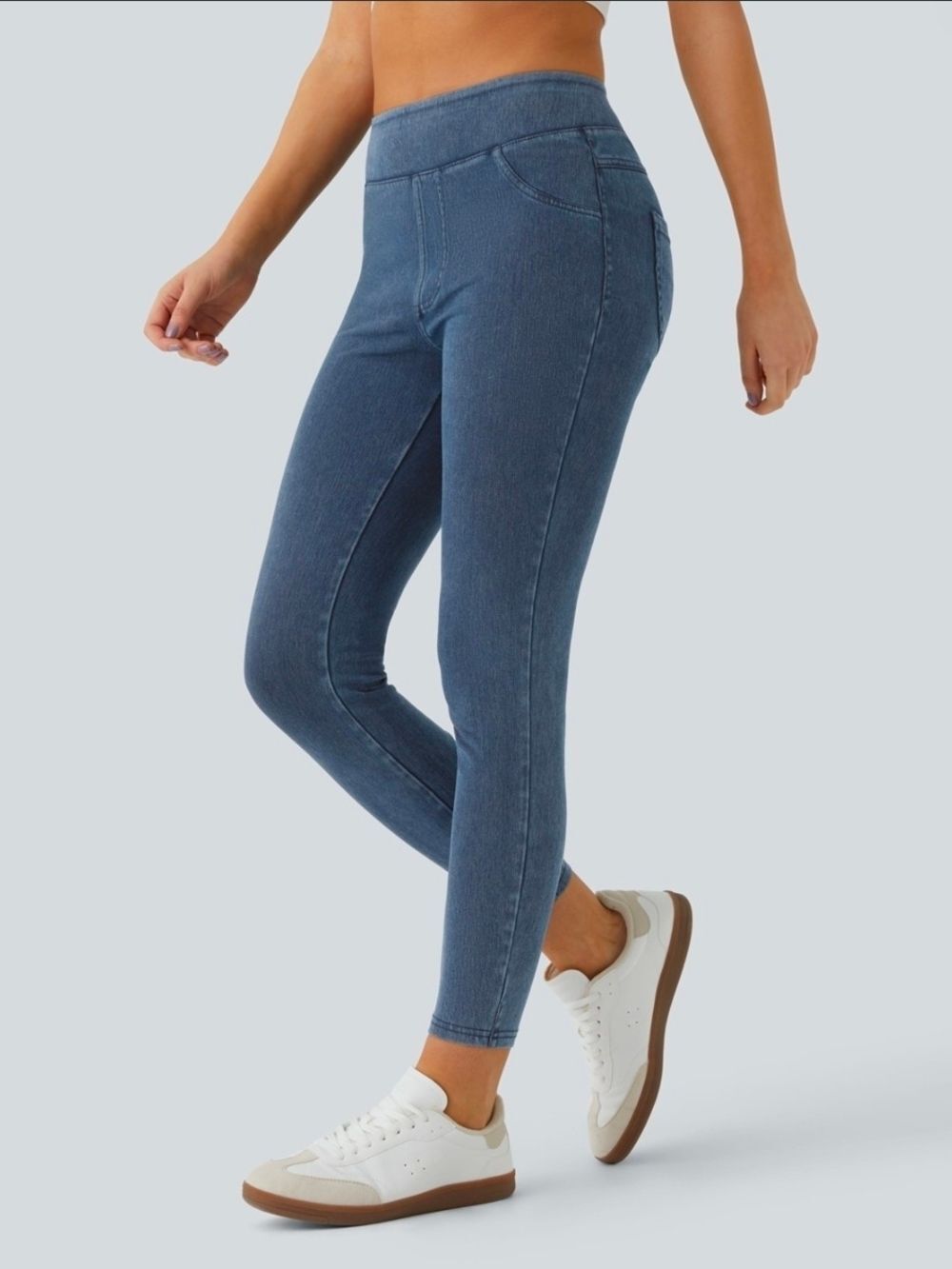 HALARA Flex High-Waisted Pocket Denim Jeggings Blue Sz M NWT